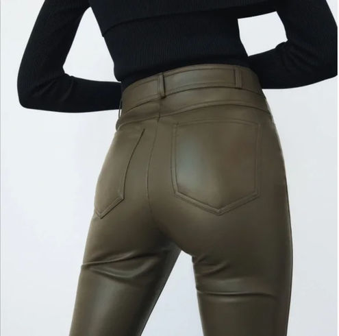 ZARA Olive Green Faux Leather Leggings Size L - $21 (47% Off Retail) - From  Ahdree