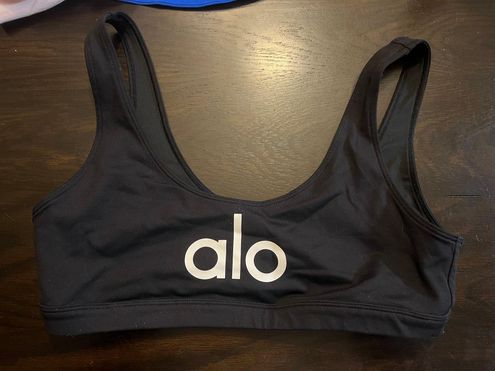 Alo Yoga Ambient Logo Bra In Black