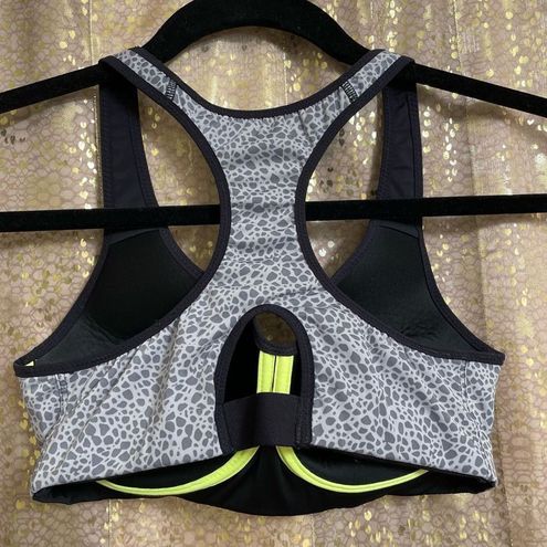 Nike DRI FIT Training Padded Gray Leopard Racer Back Sports Bra