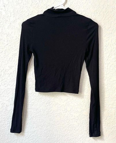 Aritzia Wilfred Only Waist Turtleneck Black Ribbed Crop Top Size S - $35 -  From HangerHaven