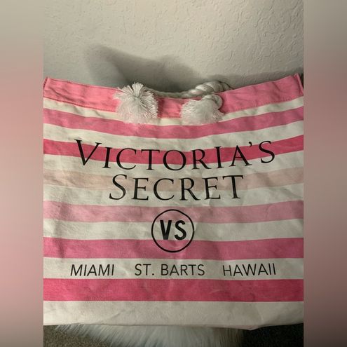 Pink White Stripe Canvas Tote Bag Victoria's Secret