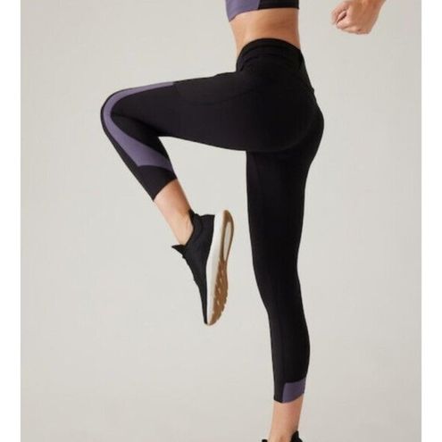 Athleta M Ultimate Stash Craft Tight Leggings Black Purple Color Block  Medium - $58 New With Tags - From Rob