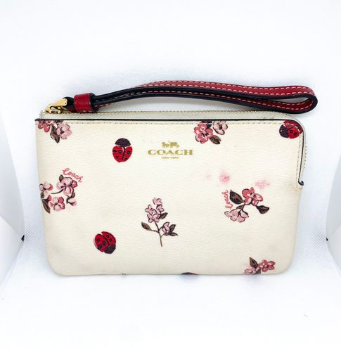 Coach Corner Zip Wristlet with Ladybug Floral Print