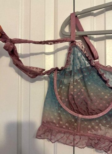 Torrid Intimates Cotton Candy Hearts Pink/Blue Longline Bralette 4 Size 4X  - $17 - From Lucy