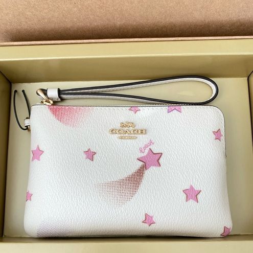 Coach Corner Zip Wristlet with Disco Star Print