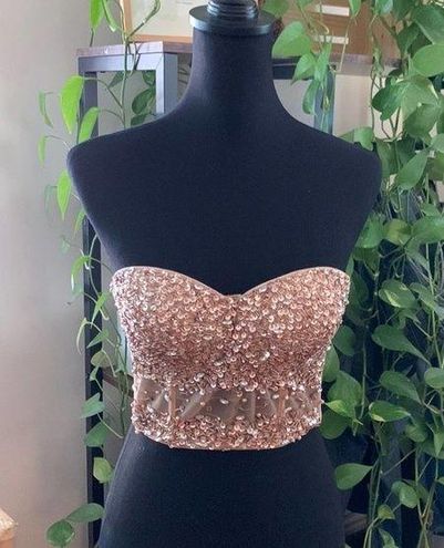 Windsor Clear Sign Strapless Sequin Corset Top