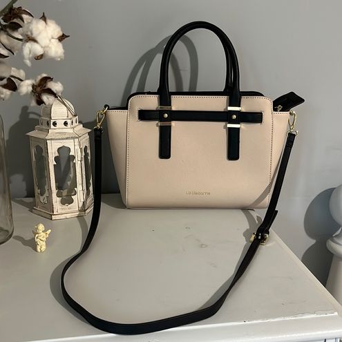 Liz Claiborne Purse Mini Tuxedo Tote Bag Cream Black Shoulder Satchel - $23  - From Debbie