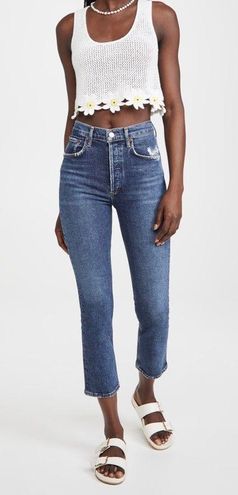 AGOLDE NWT Riley High Rise Straight Crop Jeans Pastime Blue Size