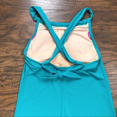 Athleta • Kokomo swim dress halter convertible teal Fiji Green jungle  swimsuit Size XXS - $36 - From Ellen