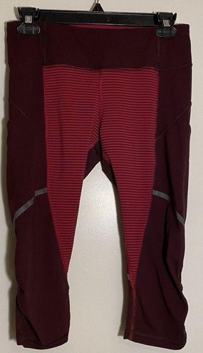 Lululemon Size 6 In Movement Tight 25 Everlux Burgundy striped capri Pants