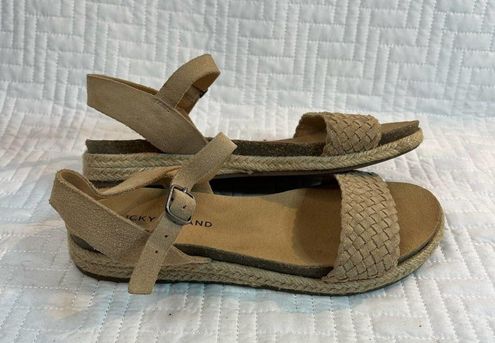 Lucky Brand Grecilyn Suede Espadrille Wedge Sandals 7M Size