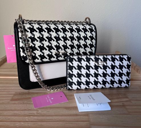 Kate Spade Woven Remi Flap Chain Crossbody & Large Bifold Wallet In  Houndstooth
