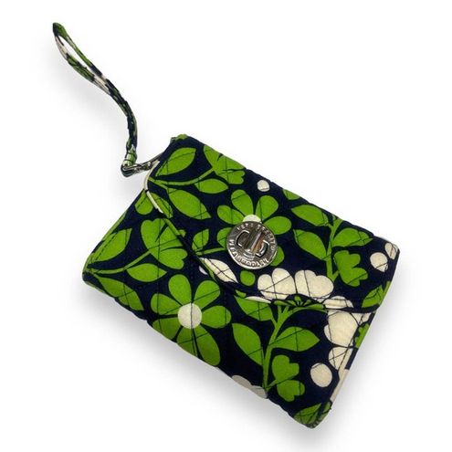 Vera Bradley Lucky You Turn Lock Wallet Green White Navy Blue