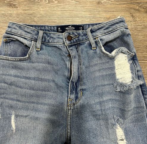 Hollister Ultra High-Rise Ripped Medium Wash Dad Jeans