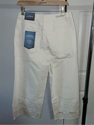 Soft Surroundings Ultimate Wide Leg Cropped Embroidered Jeans Size 6 NWT!