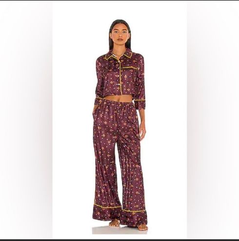 Free People Pajama Party Print Pajamas In Wine Combo