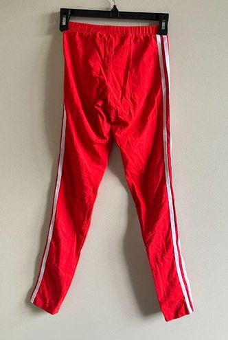 Adidas Red White Three Stripes Leggings Pants Womens Size XS