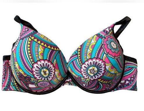 Cacique Hippie Psychedelic Groovy Floral Full Coverage Lifting Push Up Bra  44D - Intimates & Sleepwear