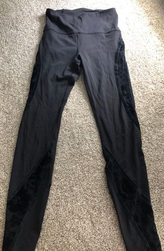 Lululemon Velvet Floral Cutout Leggings Black Size 4 - $45 (64