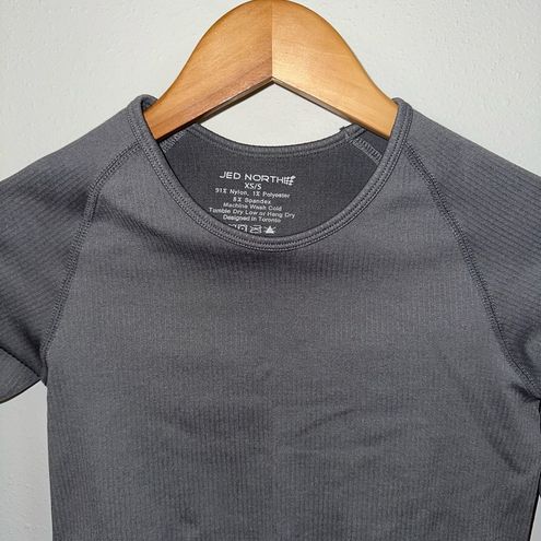 Jed North Womens Crop Top Size XS Gray Luna Ribbed Seamless Long Sleeve