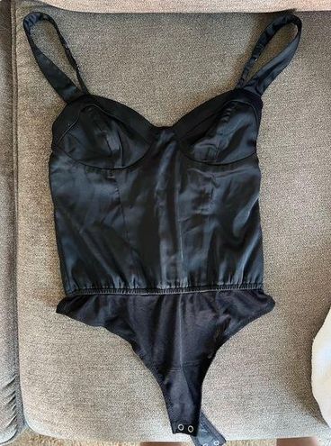 Abercrombie & Fitch NWT Black Satin Corset Bodysuit w/ Mesh Bottom - Size  XXS - $37 New With Tags - From Olivia