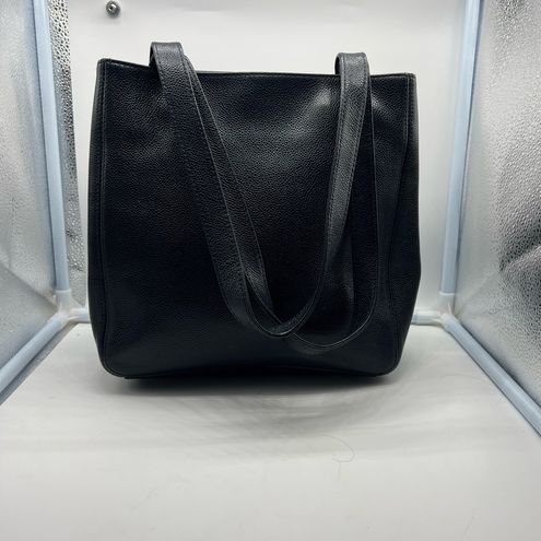Chanel black leather vintage tote of shoulder bag with