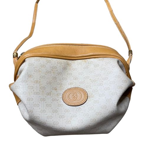 Gucci Vintage Brown Monogram Barrel Shoulder Bag