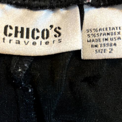 Chico's Travelers Pants Pull-on Stretch Elastic Waist Wide-Leg High Rise  Black L Size L - $41 - From Pearl