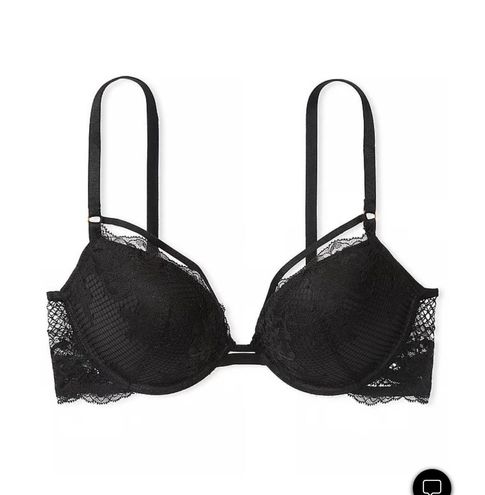 Victoria's Secret Shine Chain Strap Lace Push-Up Bra Black Size 32 B - $30  New With Tags - From Gracie