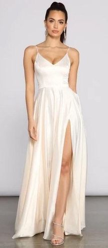 Gorgeous White Dress - Surplice Gown - Satin Maxi Dress - Lulus