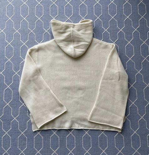 Gentle Herd Cropped 100% Cashmere Hoodie in Ivory - Size Medium