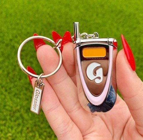 NEW Glossier LA Flip Phone Cell Mirror Keychain