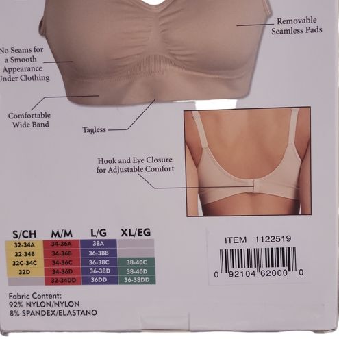 Gloria Vanderbilt 2 Pack Seamless Wire Free Bra with removable