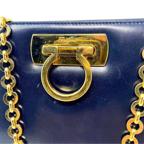 Salvatore Ferragamo Shoulder Bag P21 Gancini vintage leather Navy