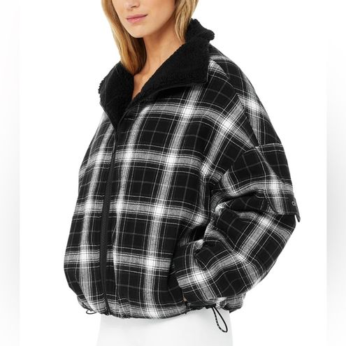 Alo Yoga Legacy Plaid Flurry Jacket - Black/White XS - $107 - From Victoria