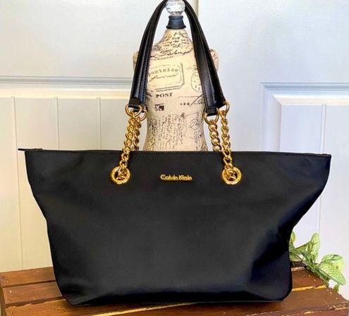 Calvin Klein Hailey black and gold chain shoulder bag purse - $44 (75% Off  Retail) - From Afton