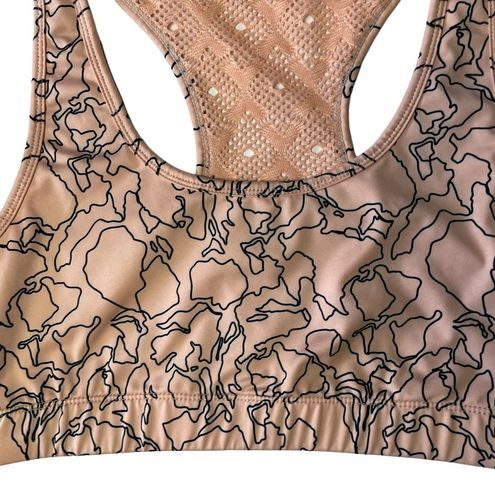 Zyia Peach Printed Lace Back Sports Bra Size L - $16 - From Katie