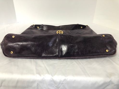 Tory Burch Dena Glazed Purple Leather Hobo Handbag Bag T Metal Logo  Goldtone Size One Size - $195 - From Theresa