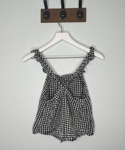 Ruffle-Strap Cami Top in Gingham