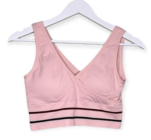 Zyia Active Blossom Waffle Stripe Bra Pink Size Medium Sports Bra