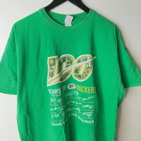 NFL 100 Years Green Bay Packers T Shirt Green 2XL XXL Graphic