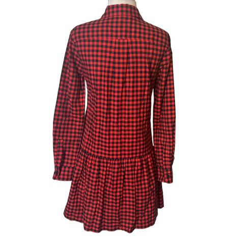 The Shirt by Rochelle Behrens Drop Waist Plaid Flannel Shirt Dress Size  Small