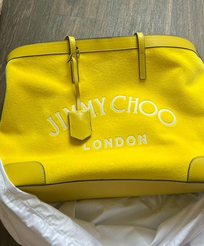 Jimmy Choo Nine2Five Logo Malibu Toweling East-West Tote Bag