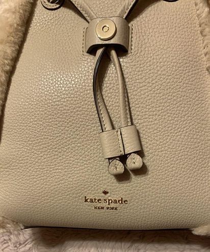 Kate Spade K9398 Leila Flap Backpack Fur Faux Shearling Light Sand