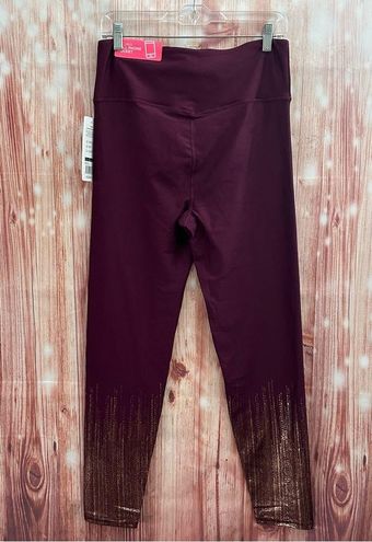 Marika Marley Wine High Waist Gold Trim Ankle Leggings Size XL - $35 New  With Tags - From Melissa