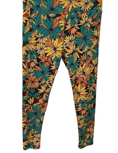 LuLaRoe tall & curvy leggings floral yellow green Size undefined