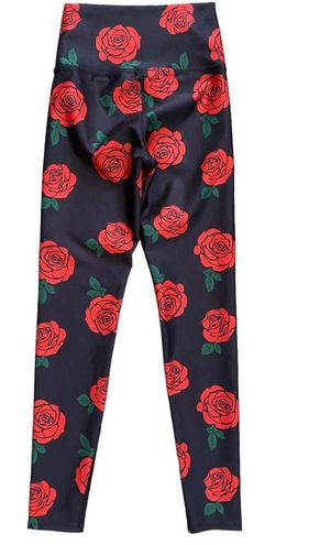 Beach Riot Black Red Rose Flower Floral Piper Leggings Size XS - $65 - From  Jennifer