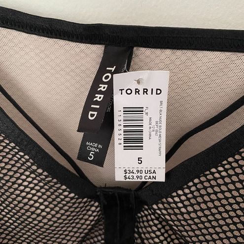 Torrid Black Nude Bold Mesh Strappy Bralette Sz 5 - $26 New With