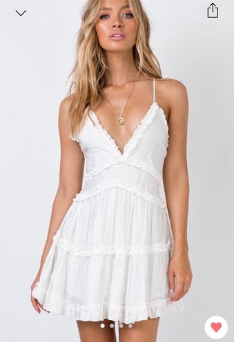 Plunging Lace-Back Ruffled Dress