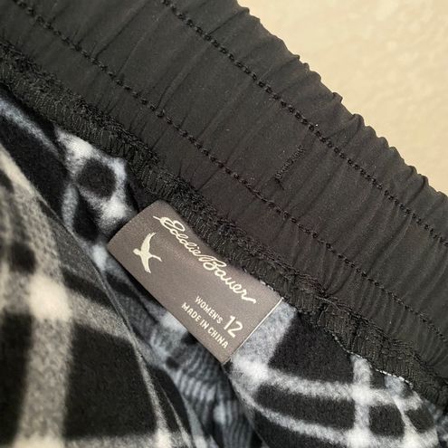 Eddie Bauer Polar Fleece-Lined plaid Pull-On Pants Womens Size 12